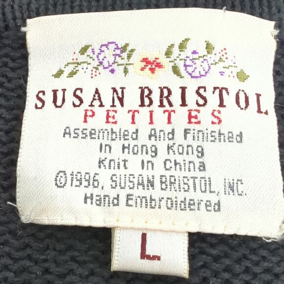 VTG Susan Bristol Angel Tree Country Kitsch Cardigan Ugly Christmas Sweater L - Picture 6 of 7